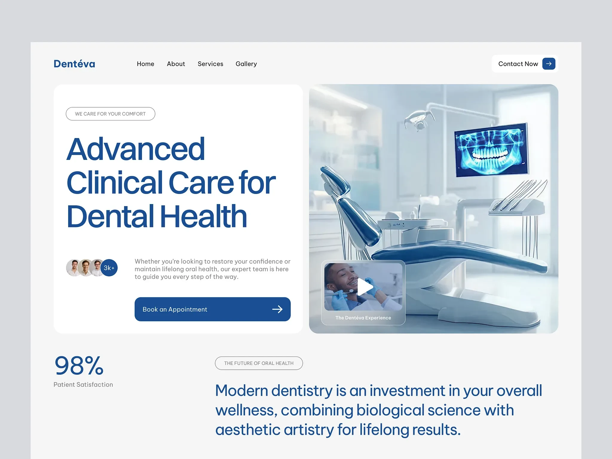 Dentéva concept website homepage