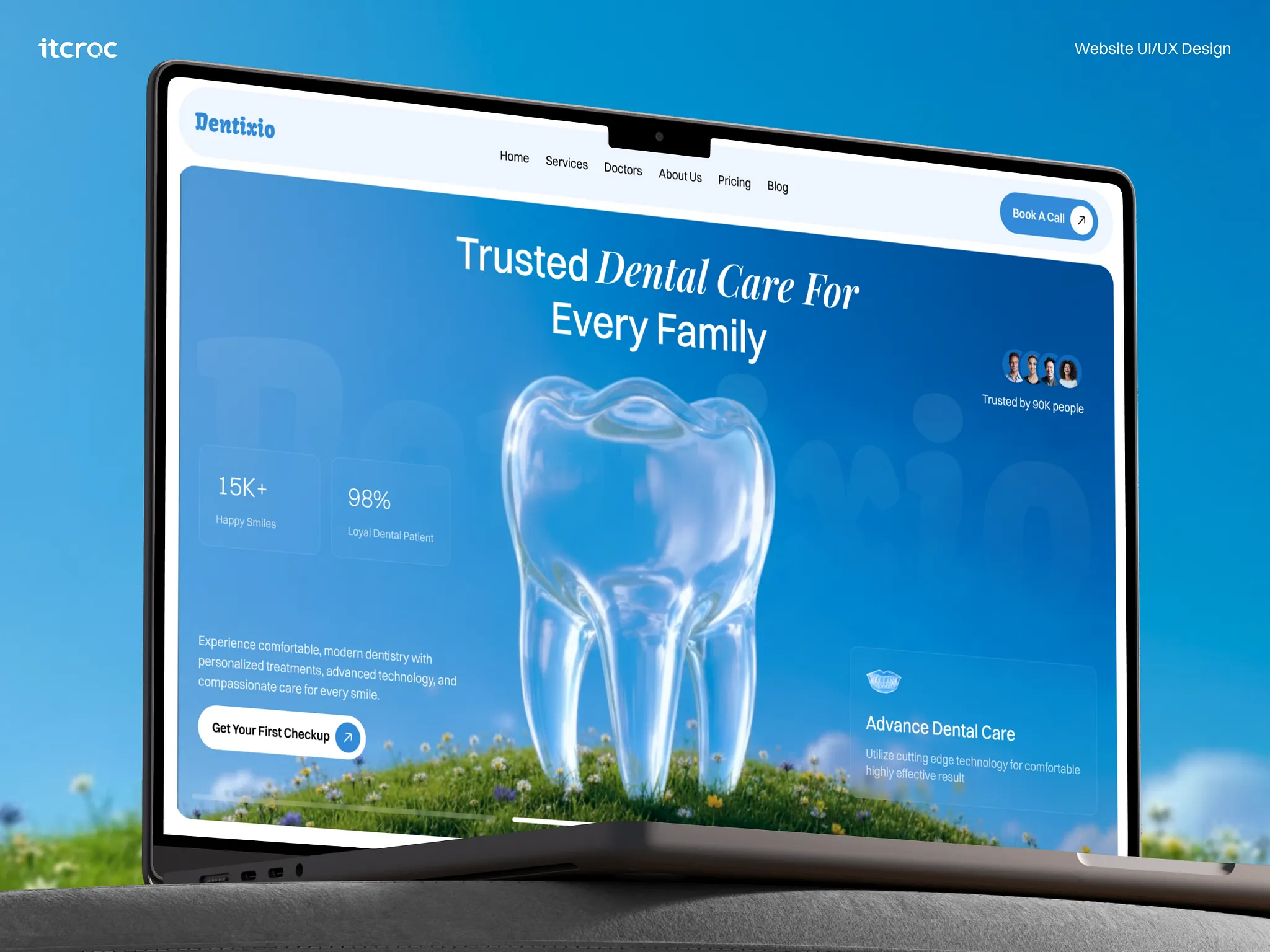 Dentixio concept website shown on a laptop