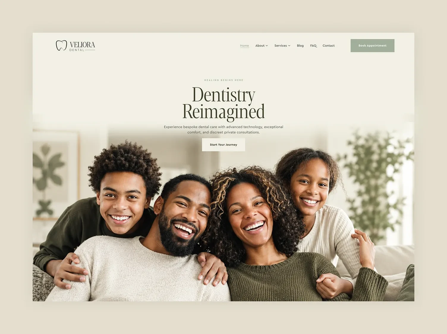 Veliora Dental concept website homepage