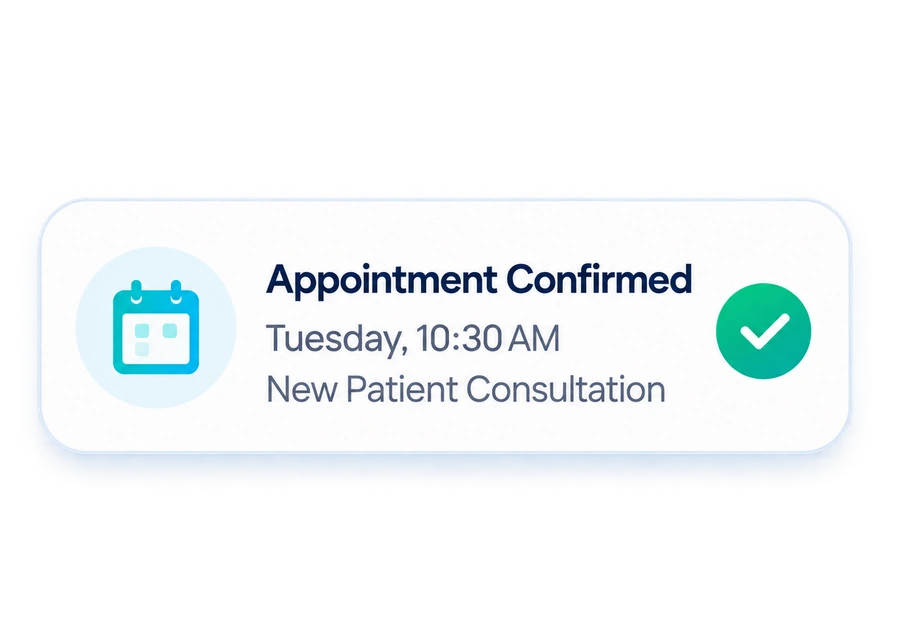 Appointment Confirmed: Tuesday, 10:30 AM, New Patient Consultation