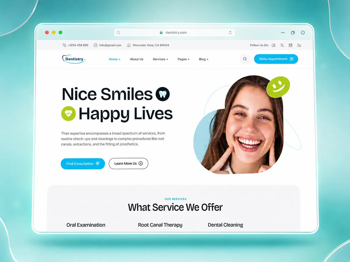 Dentistry website homepage design